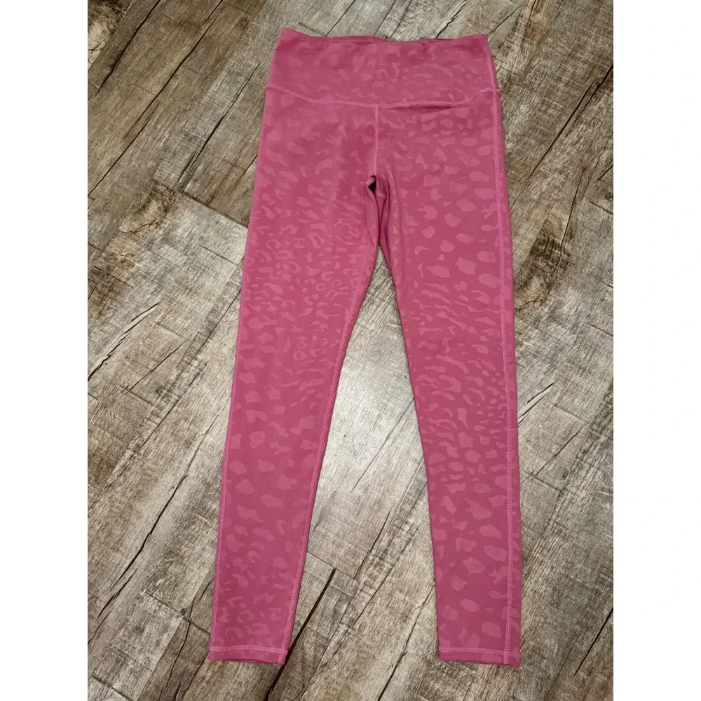 Urban Daizy Womens Pink Leopard Print High Waisted Leggings Small